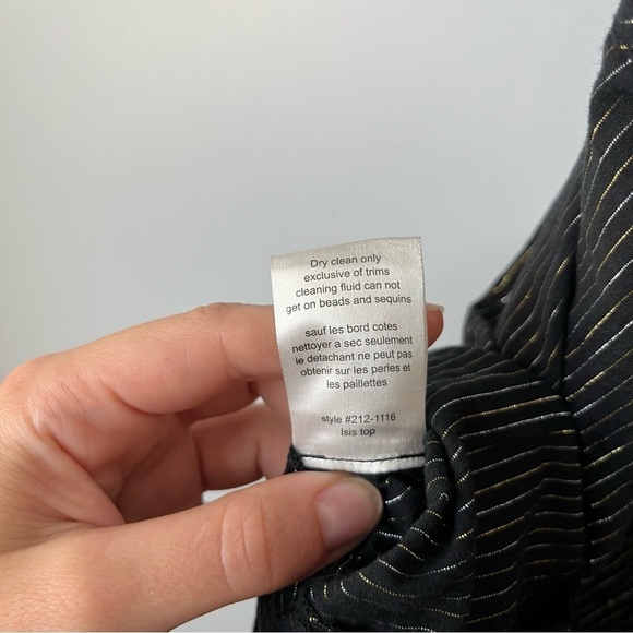 Nanette Lepore Vintage 2000s Isis Pinstripe Embroidered Chain Blouse Top Size 4 - Picture 12 of 16